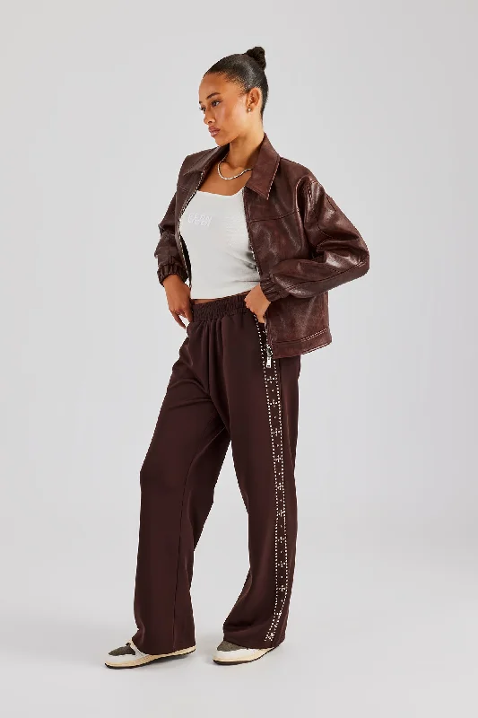 Exclusive Preview Stud Wide Leg Jogger - Chocolate