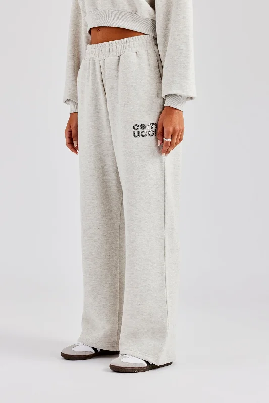 Best Choice Glitter Applique Wide Leg Jogger - Ash Grey