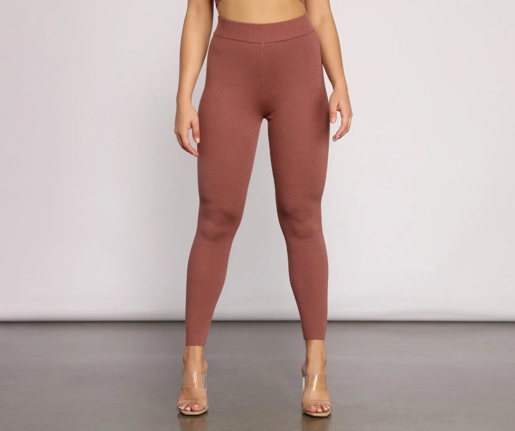 Closeout Keeping Knit Casual High Waist Leggings