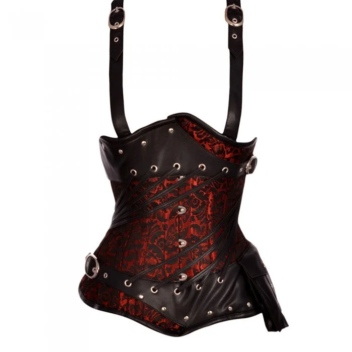 Aiken Red Gothic Underbust Corset With Straps