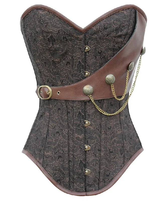 Amy Instant Shape Brocade Steampunk Corset with Chains