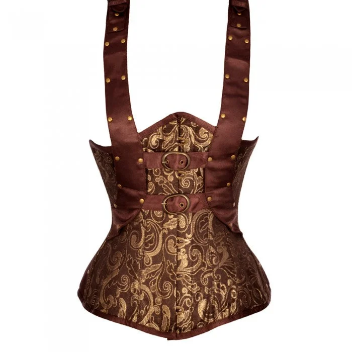 Andriani Brown And Gold Brocade Underbust With Shoulder Strap