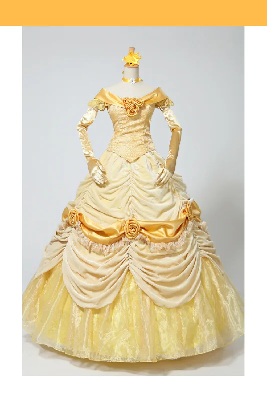 Princess Belle Classic Brocade Velvet Beauty And Beast Cosplay Costume