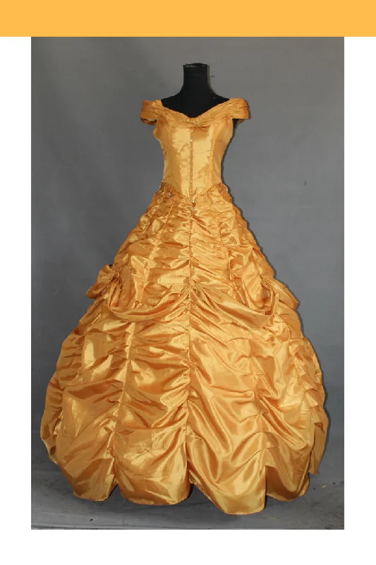 Princess Belle Rose Gold Satin Beauty And Beast Cosplay Costume