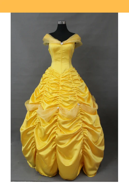 Princess Belle With Tulle Shoulder Drape Beauty And Beast Cosplay Costume