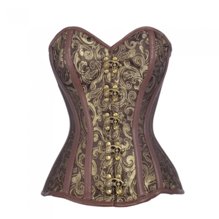 Carbonero Brown And Gold Brocade Steampunk Corset