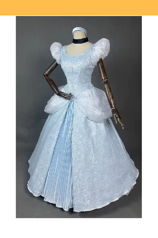 Princess Cinderella With Silver Embroidery Cosplay Costume