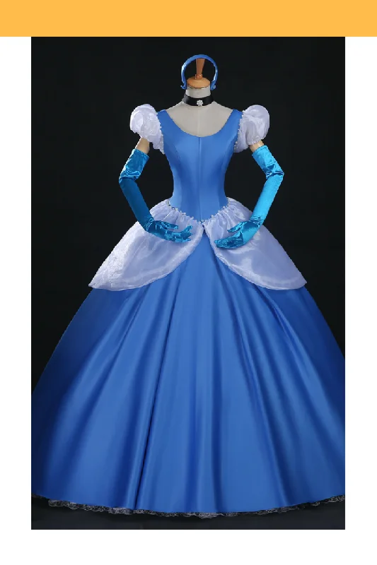 Princess Cinderella Classic Royal Blue Satin Cosplay Costume