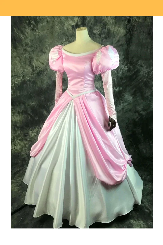 Princess Ariel Pastel Pink With Bubble Sleeves Satin Little Mermaid Cosplay Costume