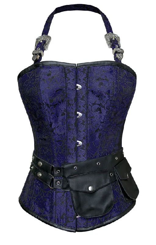 Mbatha Blue Corset with Strap and Faux Leather Pouch