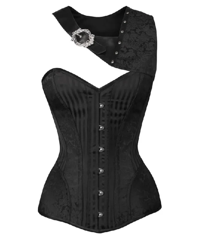 Oxana Gothic Black Brocade Corset with Bolero