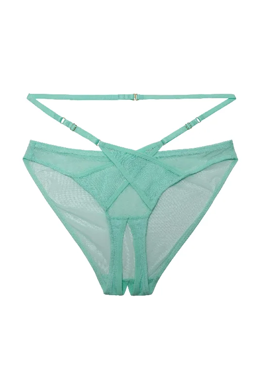 Playful Promises Eddie Aqua Crossover Wrap Crotchless Brief