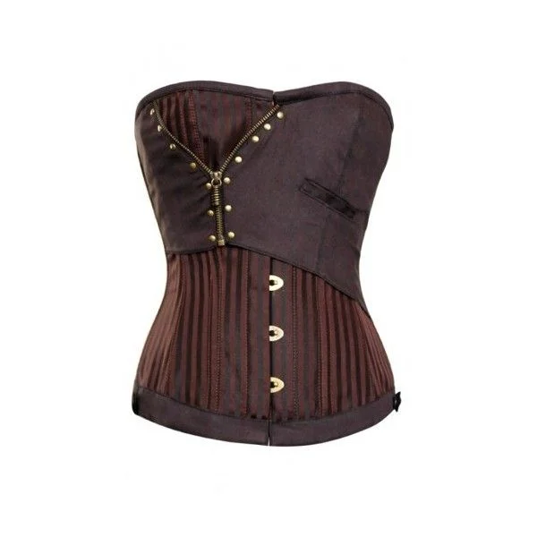 Sally Brown Jaquard Corset With Zip Detail