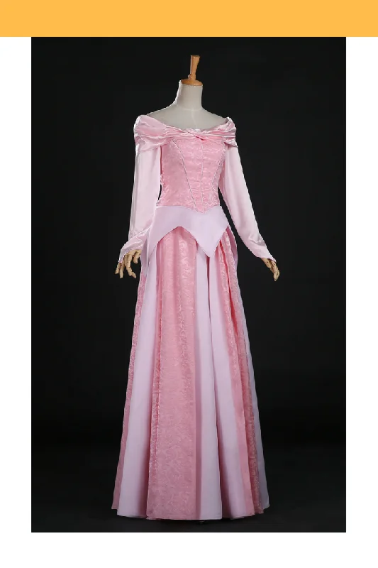 Princess Aurora Blush Pink Brocade Satin Sleeping Beauty Cosplay Costume