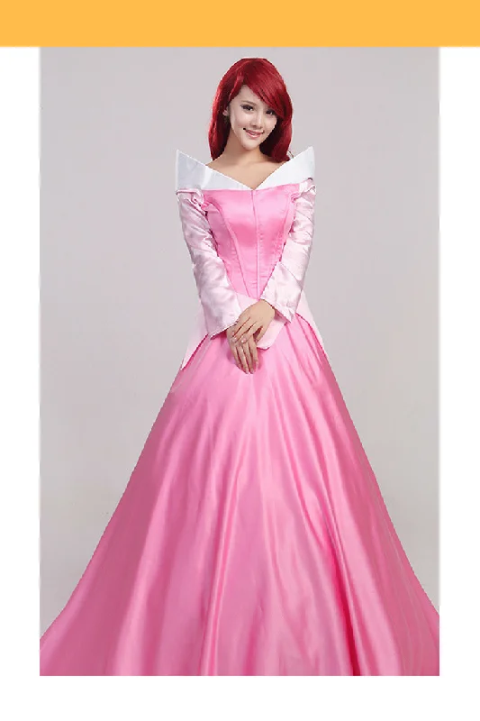 Princess Aurora Classic Pink Satin Sleeping Beauty Cosplay Costume