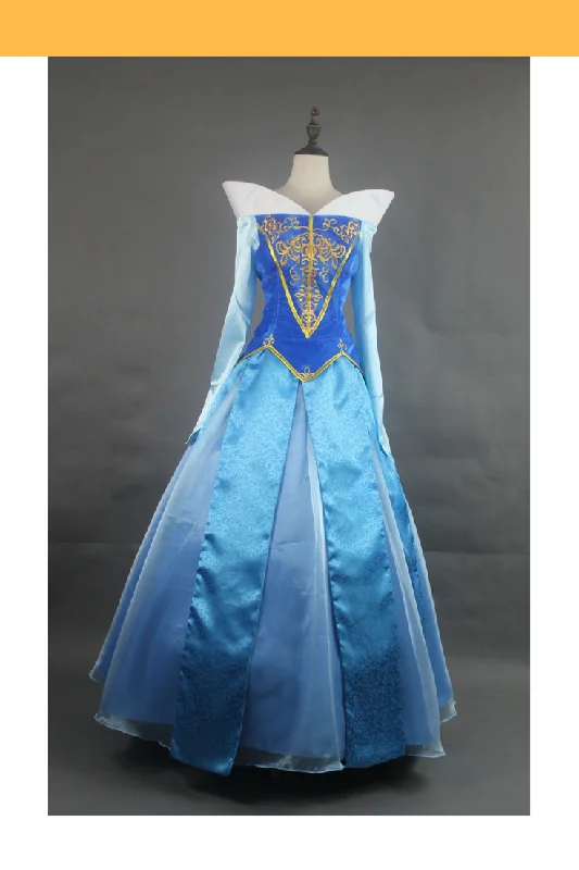 Princess Aurora Embroidered Blue Velvet Sleeping Beauty Cosplay Costume