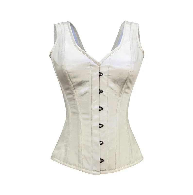 Tamara Ivory Satin Shoulder Straps Overbust Corset