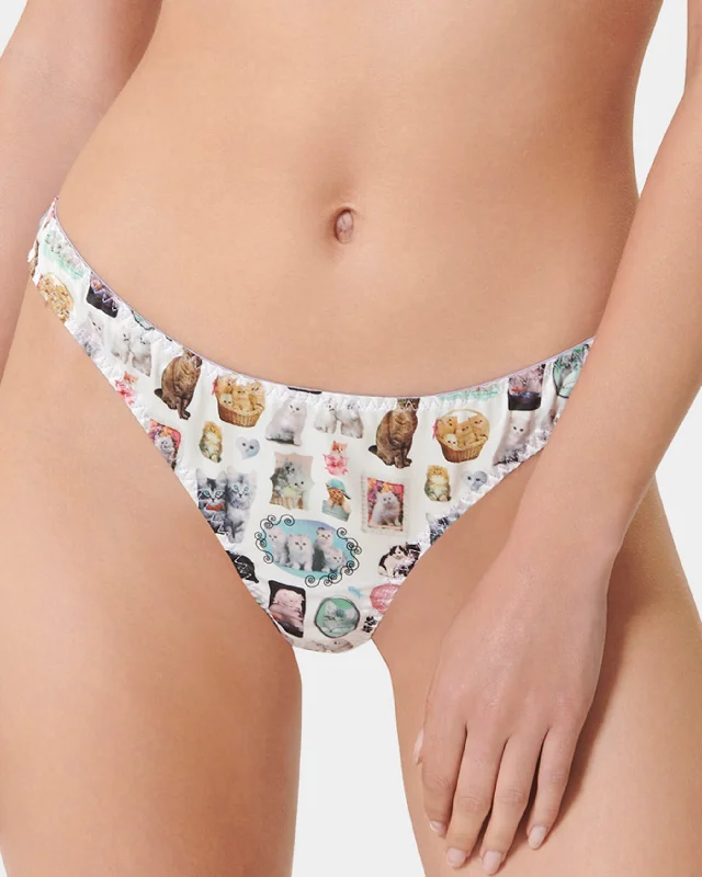 BB x Ashley Williams Kitten Print Luxury Satin Thong