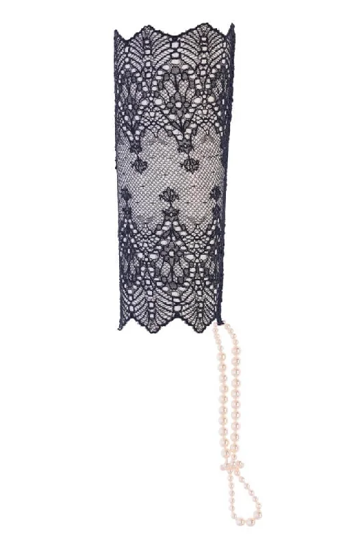 Black glove with stimulating pearls - Geneva Glove