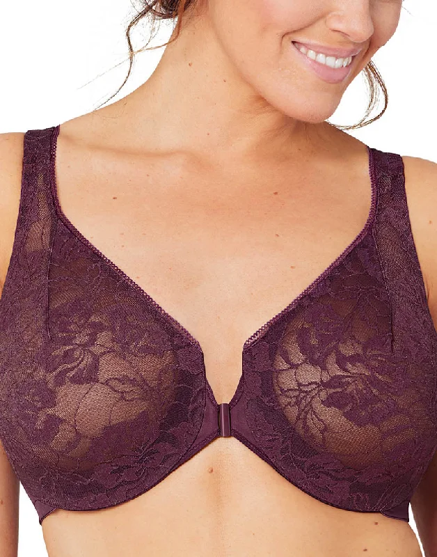 Glamorise Wonder Wire Front Close Bra Black Plum 9246