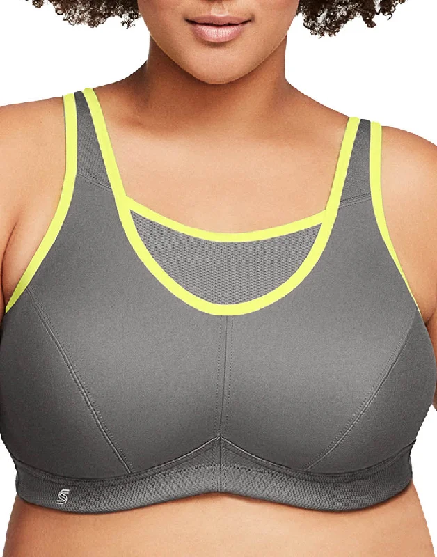 Glamorise No Bounce Cami Sports Bra Soft Grey/Yellow G1066