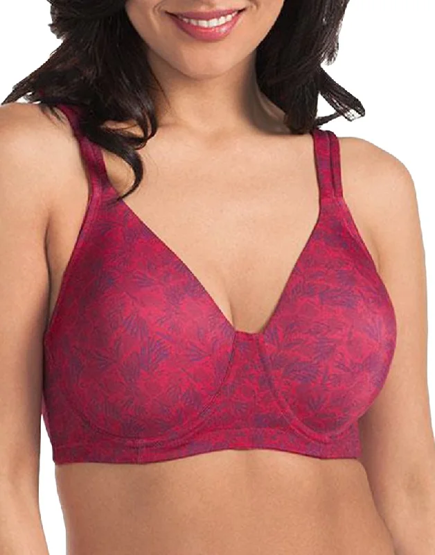 Leading Lady The Brigitte Full Coverage Wirefree Molded Padded Seamless Bra Ruby Pink Floral 5042