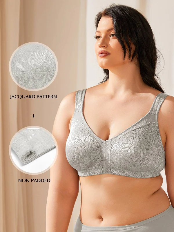 Plus Size Minimizer Bra Non Padded Wire-free Silver Gray