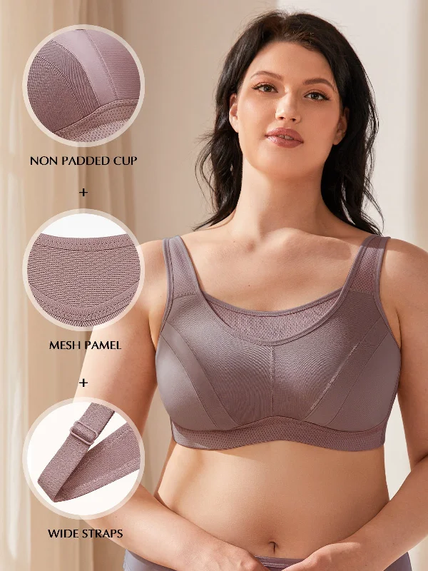 Plus Size Solid Absorb Breathable Sports Bra Amber