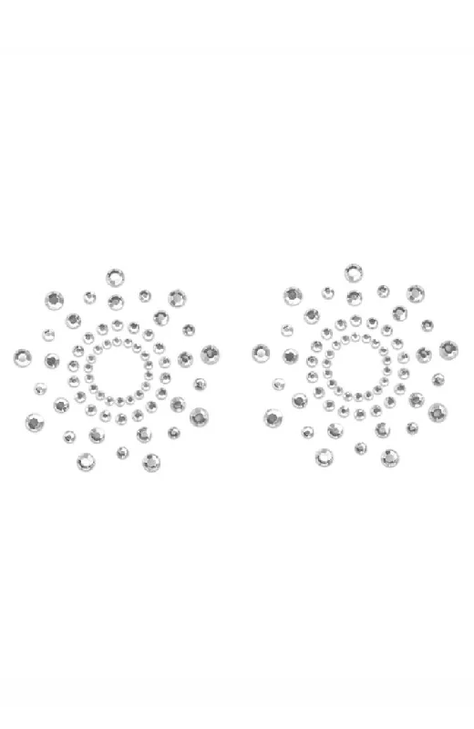 Silver rhinestone nipple stickers