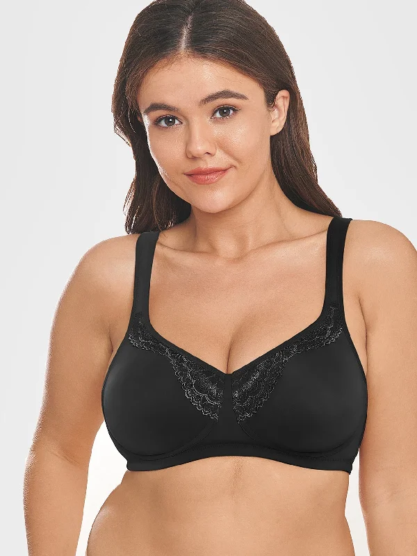 Full Coverage Wireless Non-Padded Minimizer Bra Black